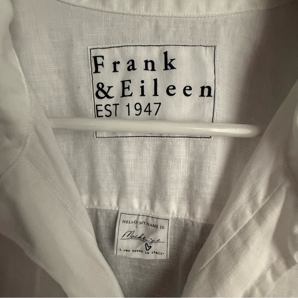 Frank & Eileen Women’s OS Mackenzie Italian Linen Button Up Top White Relaxed - Picture 3 of 9